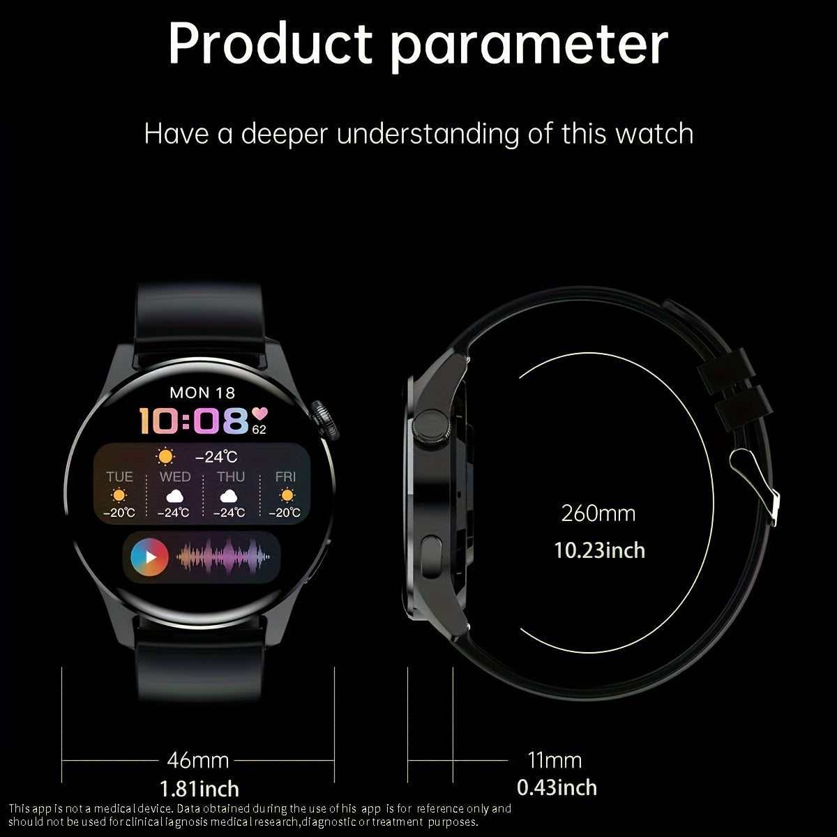 Smart Watch 1.28'' Color Touch Screen IP67 Waterproof Fitness Watches