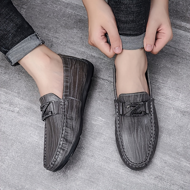 Men's Slip On Loafer Flat Shoes Brown Grey