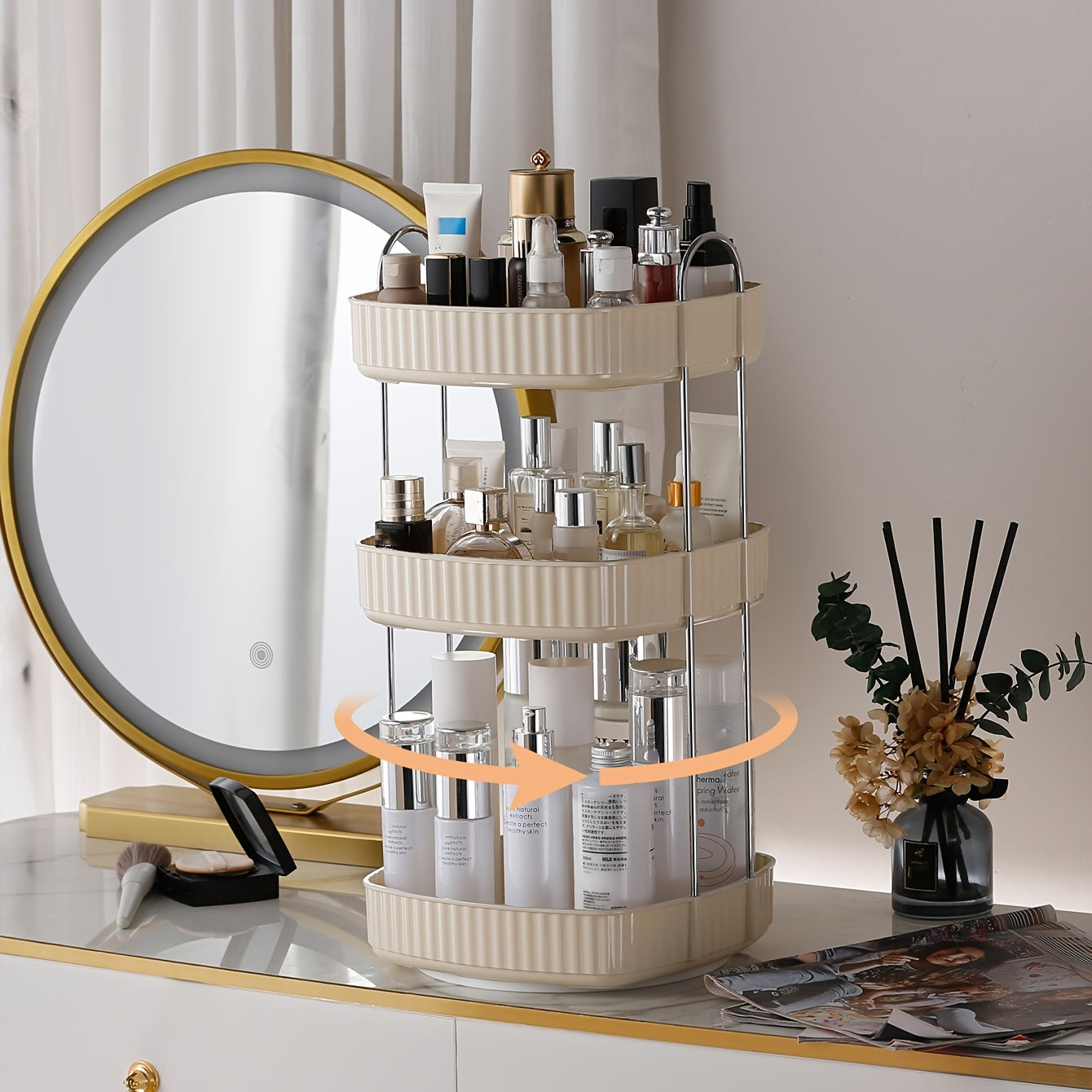 360 Rotating Makeup Organizer for Vanity Skincare Clear Make Up Storage