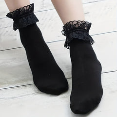 Lace Trim Socks Mid Tube Women's Stockings Hosiery