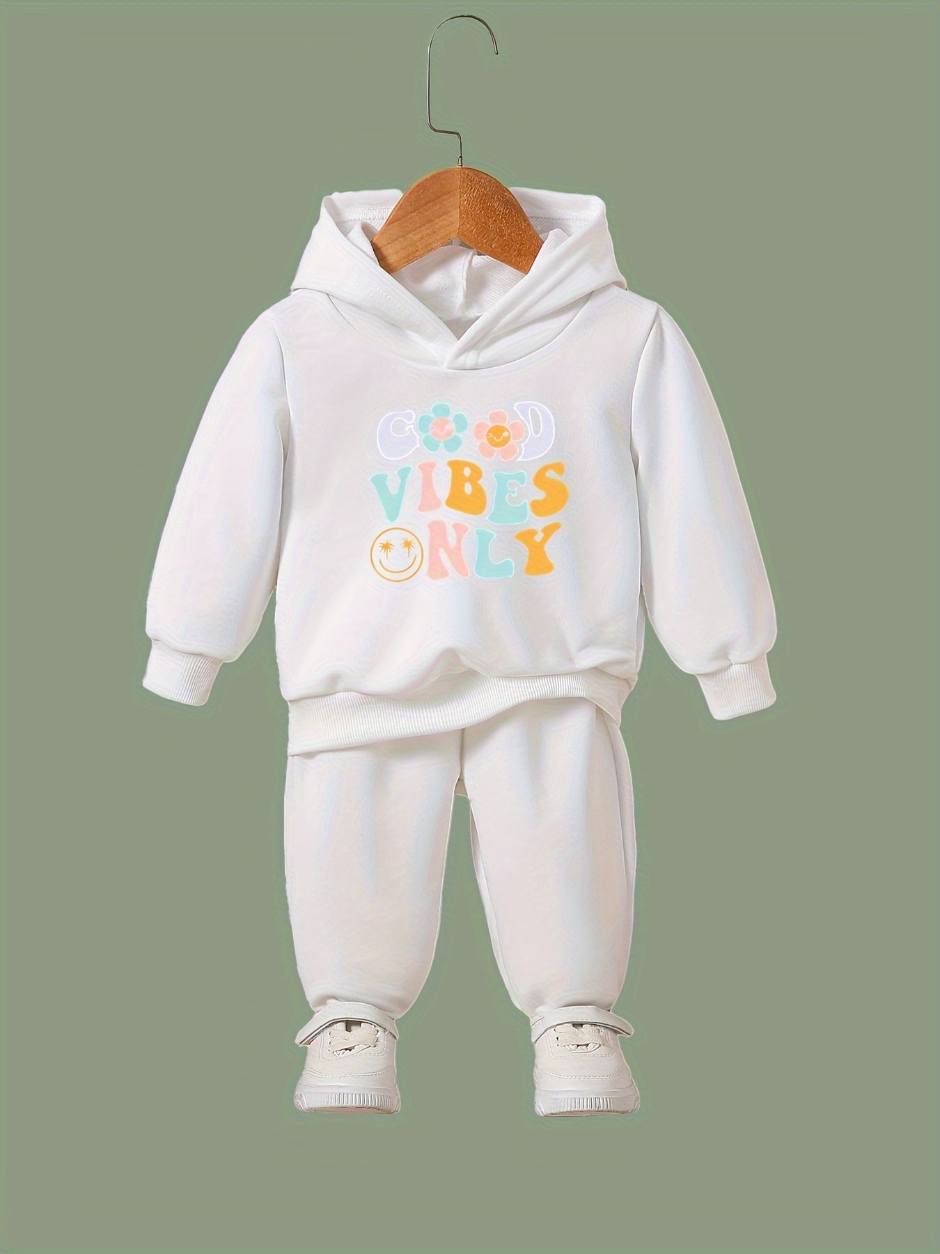 Letter & Flower Print Girls Outfits for Sports Spring Fall