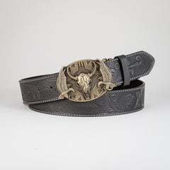 Men's Casual Bull Head Buckle Belt Decorative Accessories