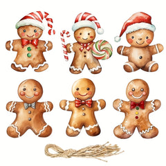 6pcs Christmas Gingerbread Man Decorations Fabric Dolls