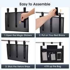 Bedside Caddy for Bunk Hospital Beds Camp Baby Bed Rails Dorms & Strollers