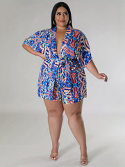 Allover Print Cardigan & Shorts Set