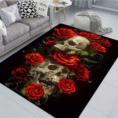 Rose Skeleton Print Carpet for Bedroom Living Room