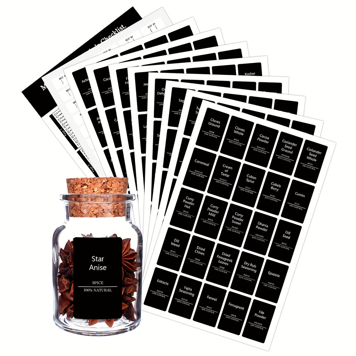 275pcs Removable Spice Jar Labels Stickers, Waterproof Pantry Labels for Storage