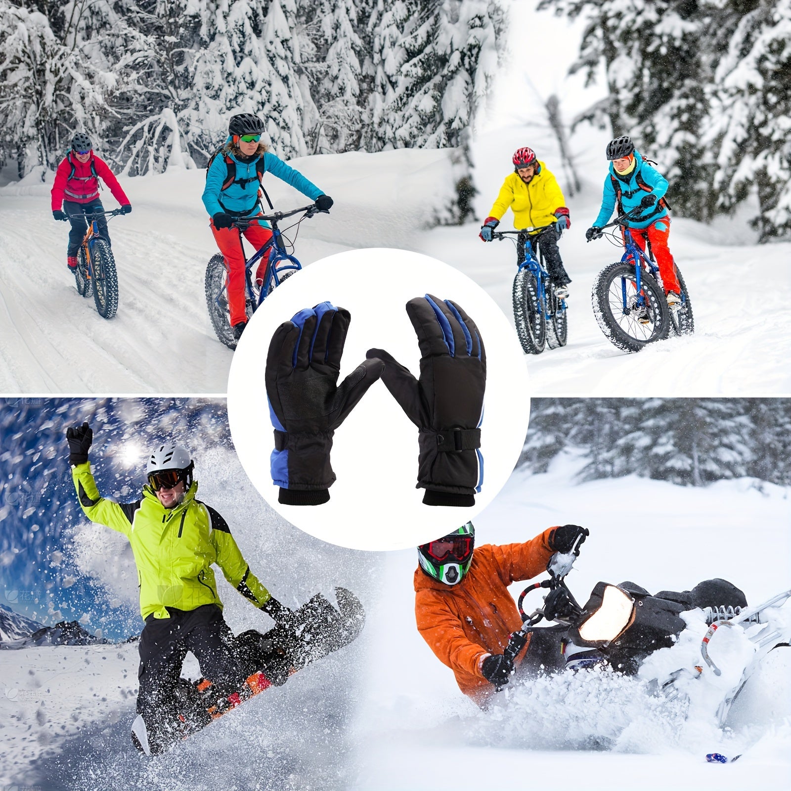 Winter Thickened Warm Gloves Anti Slip Waterproof Cycling Ski Gloves