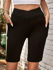 Sports Shorts Women's Plus High Rise Stretchy Gym Shorts With Pockets