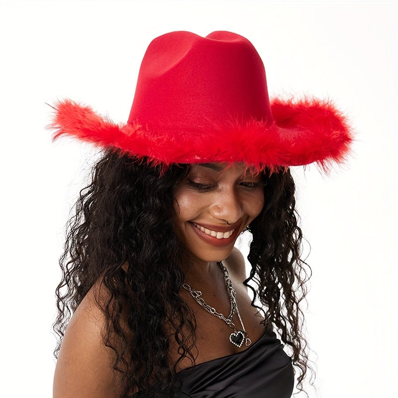 Hip Hop Feather Fedora Cap Y2K Cowgirl Jazz Hat