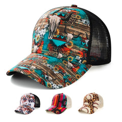 Floral Print Baseball Cap Men Character Leisure Dolman Hat Casual Cap