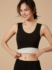 2pcs Seamless Thermal Tops Crew Neck Sleeveless Top Women's Lingerie