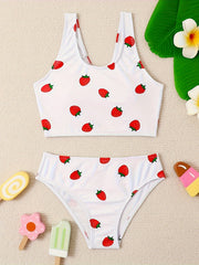 Girls 2pcs Strawberry Swimsuit Set for Hawaii Vacation
