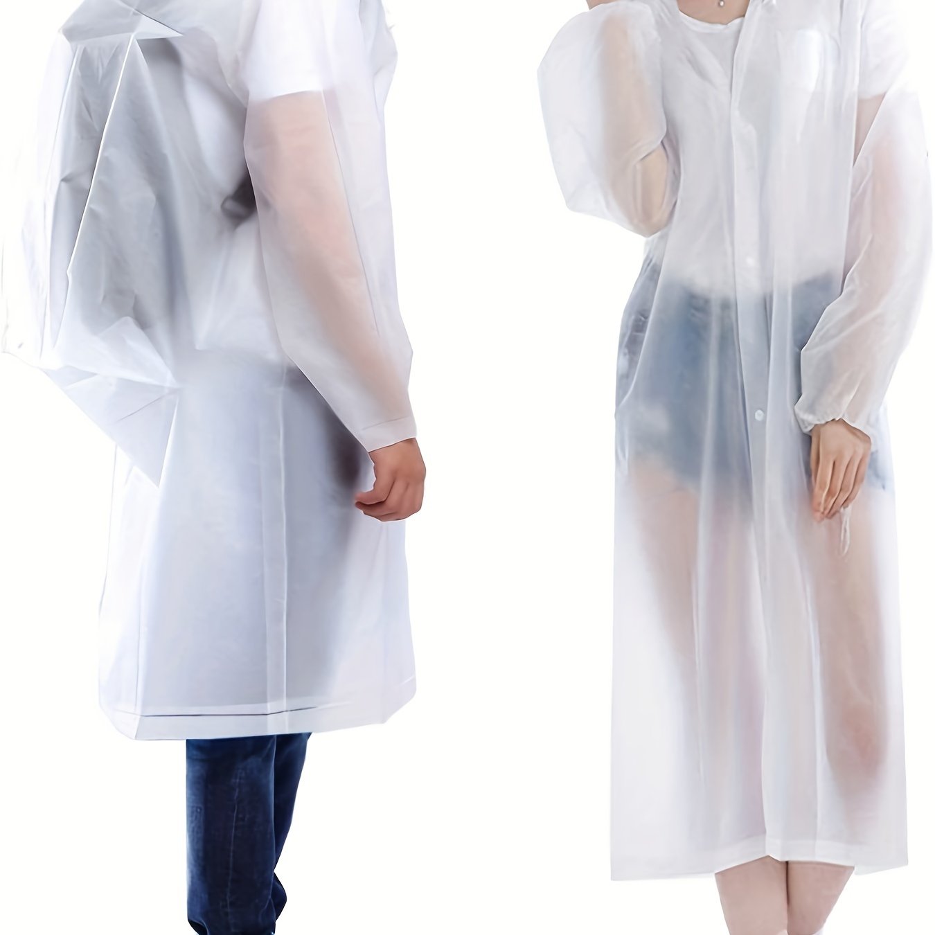 Reusable Portable Rain Poncho With Hood for Outdoor Activities