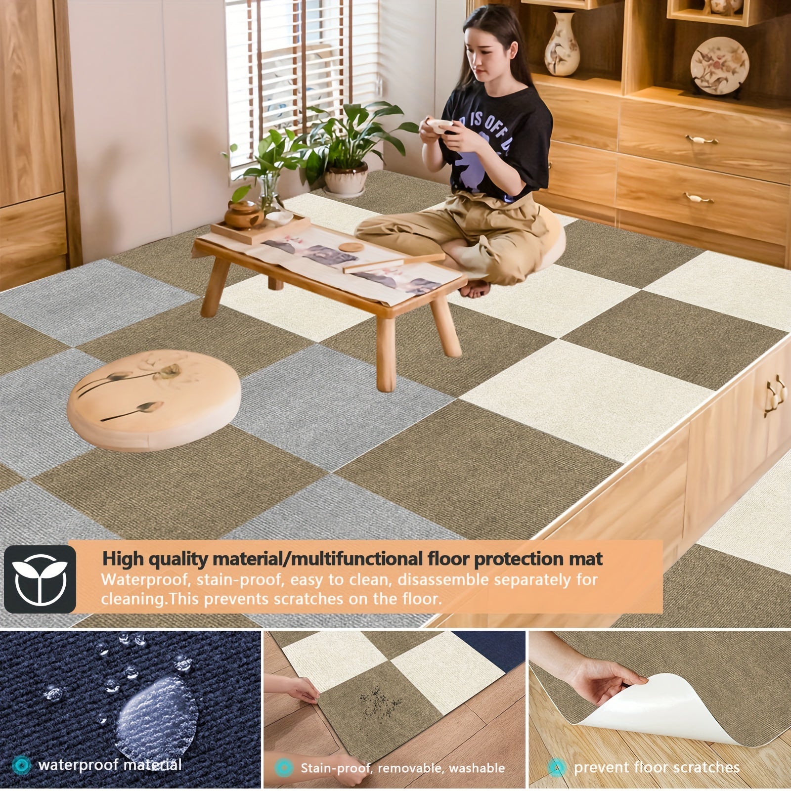 Anti-slip Office Floor Tile Carpet Sticker Square Carpet Sticker