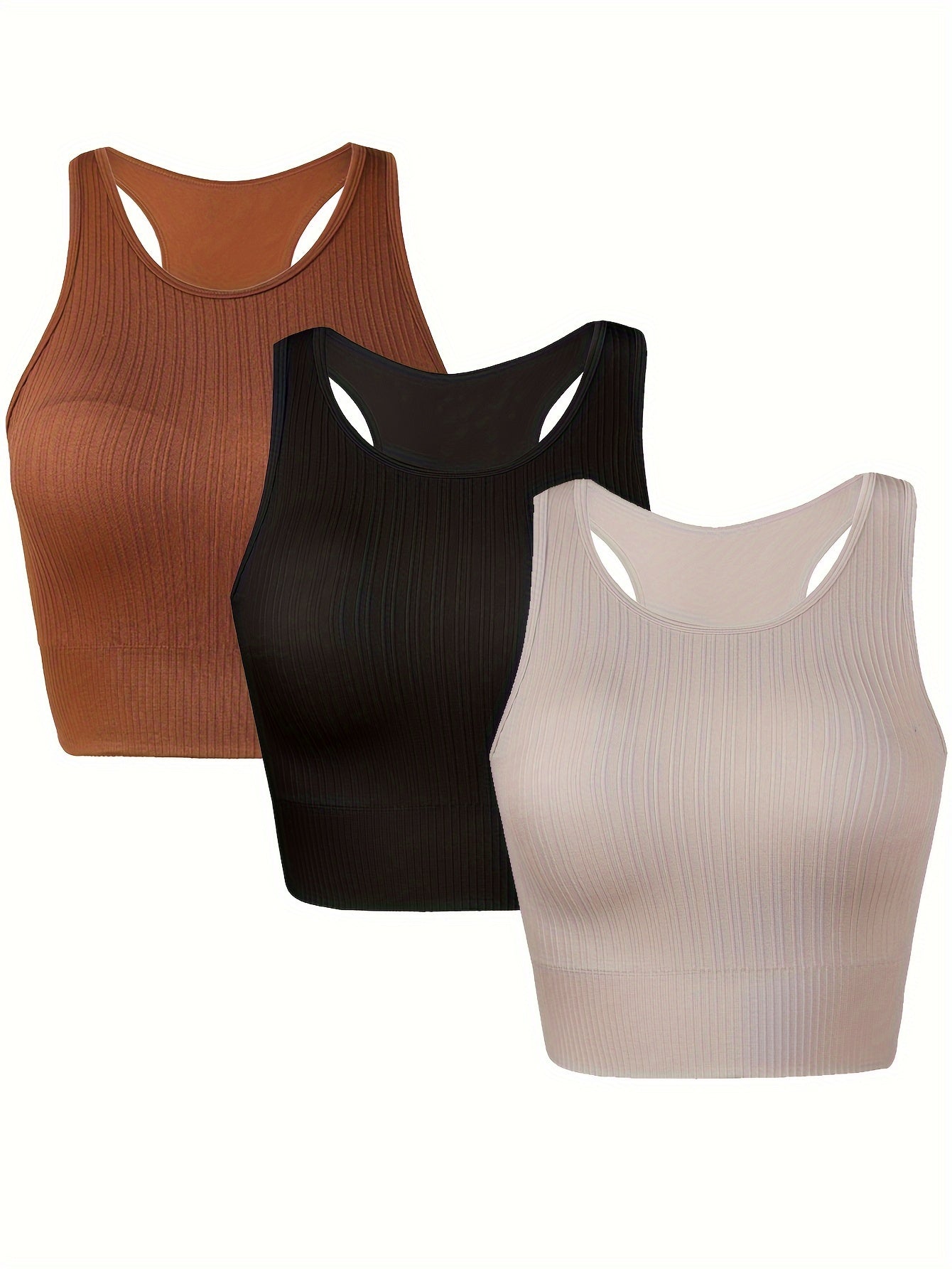 3pcs Sleeveless Sports Tank Top Women's Clothing