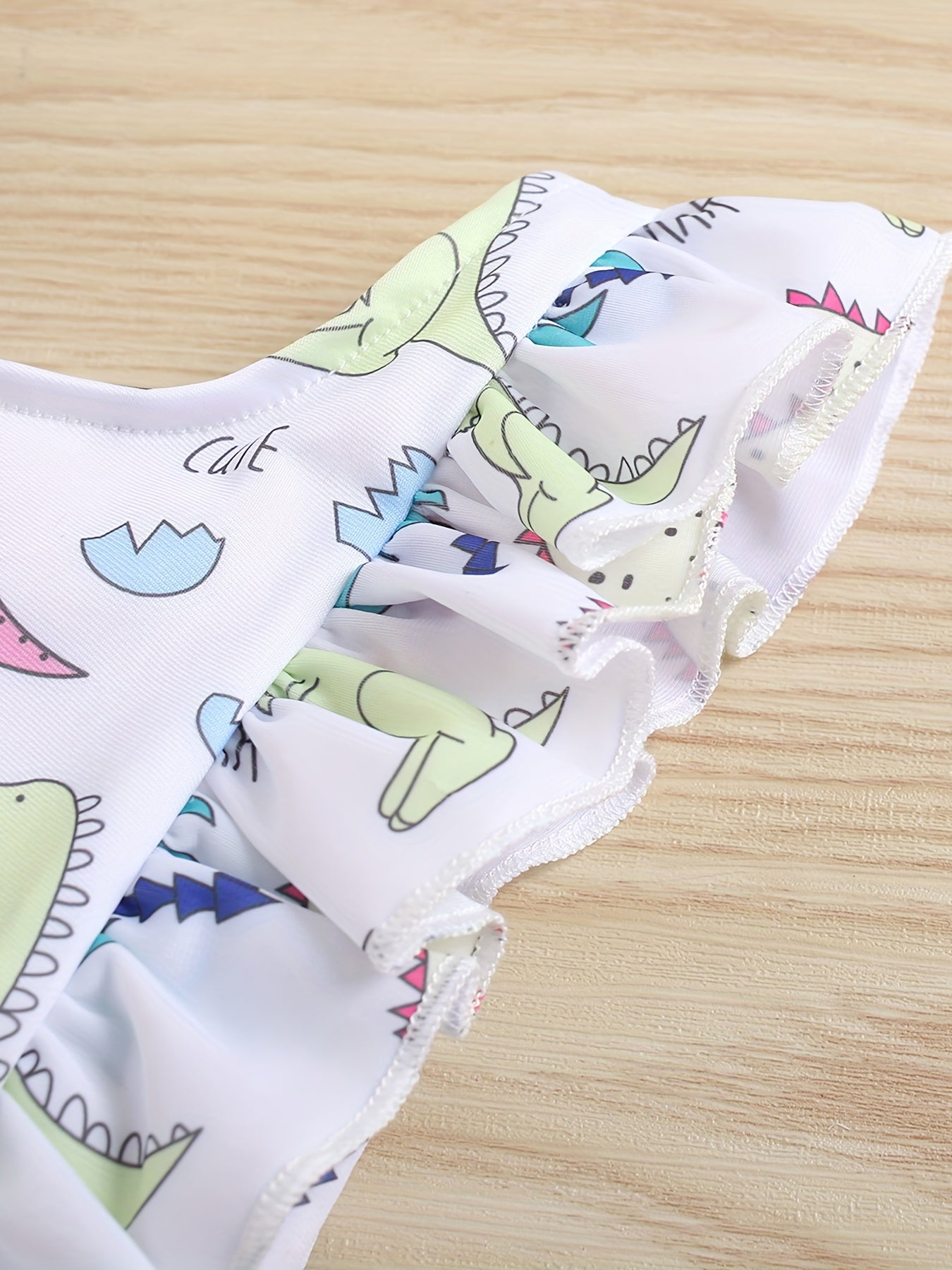 Baby Girls Dinosaur Print Ruffle Trim Swimsuit