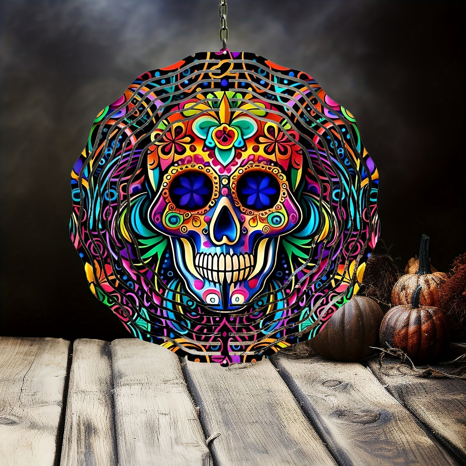 1pc Skeleton 3D Wind Spinner Halloween Outdoor Hanging Spinner Art