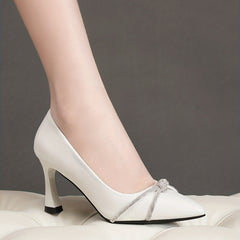 Knot Strap Stiletto Heels Faux Leather Pumps