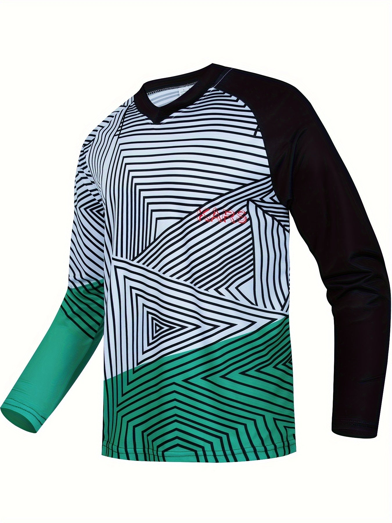 Men's Geometric Pattern V Neck Tee for Spring Fall