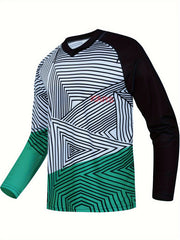 Men's Geometric Pattern V Neck Tee for Spring Fall