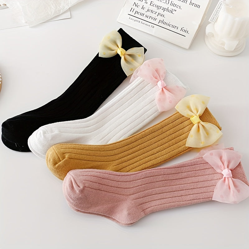 Girls Kids Bowknot Sweet Long Socks Spring Autumn