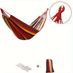 Portable Canvas Hammock with Wooden Rod for Camping