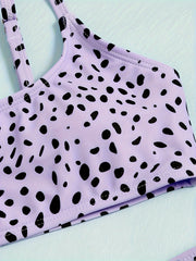 2pcs Leopard Print Swimsuit Set for Girls Summer Hawaii Gift
