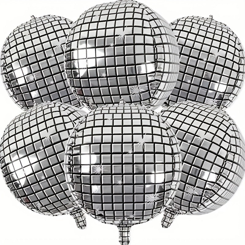2 Pcs Laser Silvery Golden 4D Ball Aluminum Film Balloon Disco Party Balloon