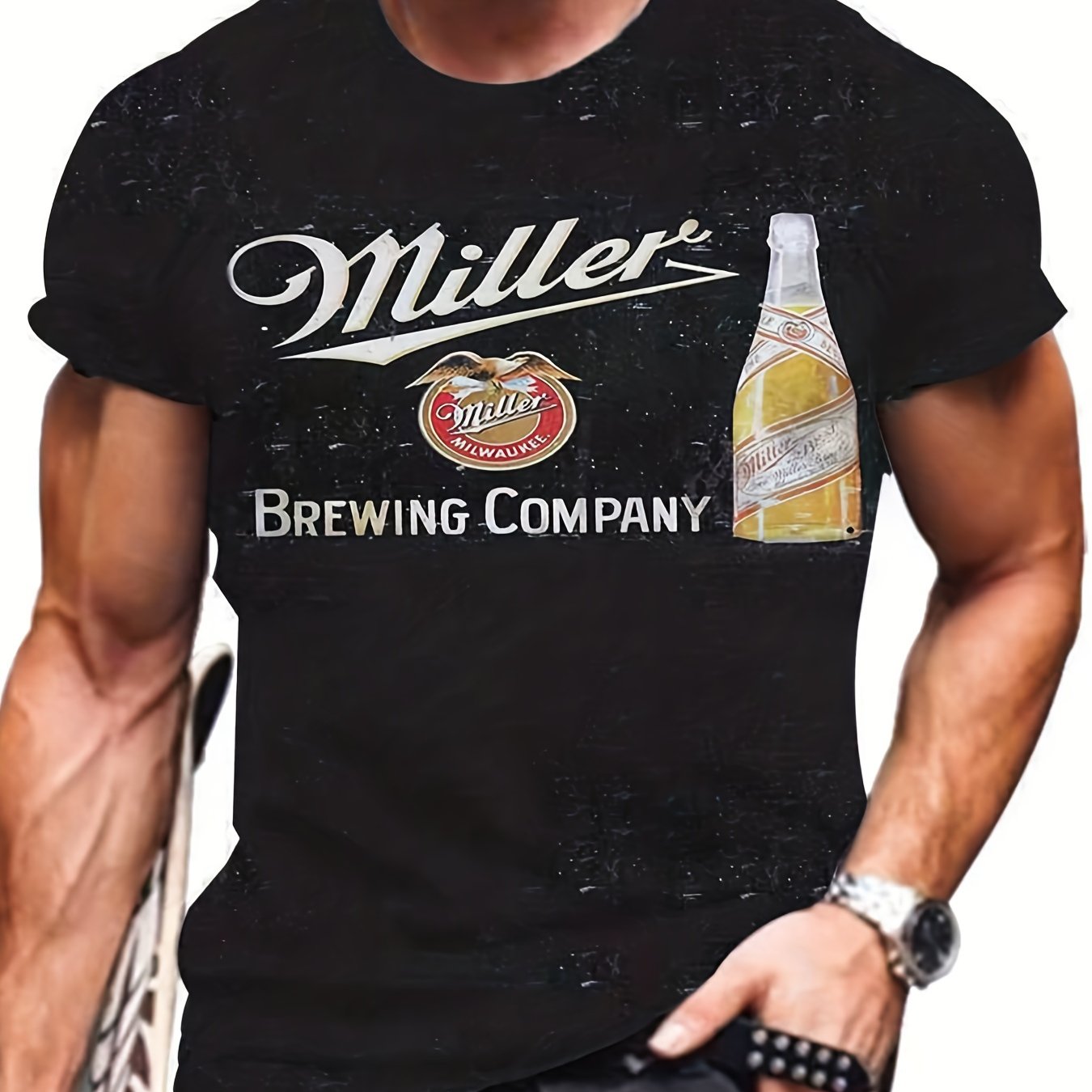 Men's 3D Beer Graphic T Shirt Short Sleeve Tee