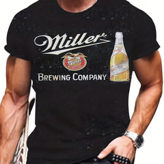 Men's 3D Beer Graphic T Shirt Short Sleeve Tee