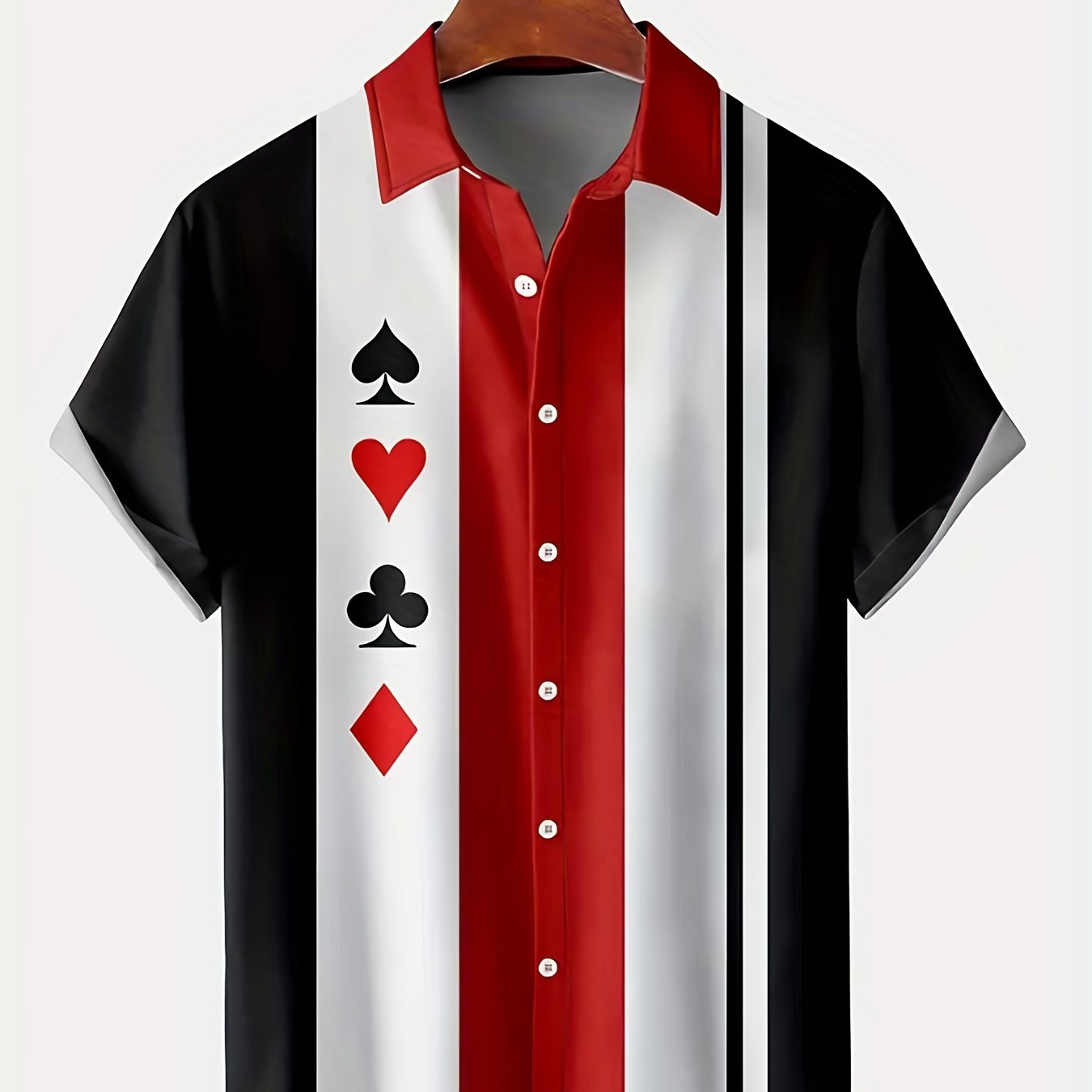 Men's Poker Stripe Short Sleeve Hawaiian Shirt