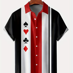 Men's Poker Stripe Short Sleeve Hawaiian Shirt