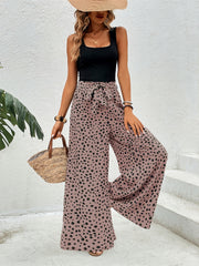 Dalmatian Print Splicing Jumpsuit Sleeveless Wide Leg Jumpsuit