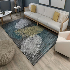 Modern Minimalist Feather Print Soft Area Rug for Living Room