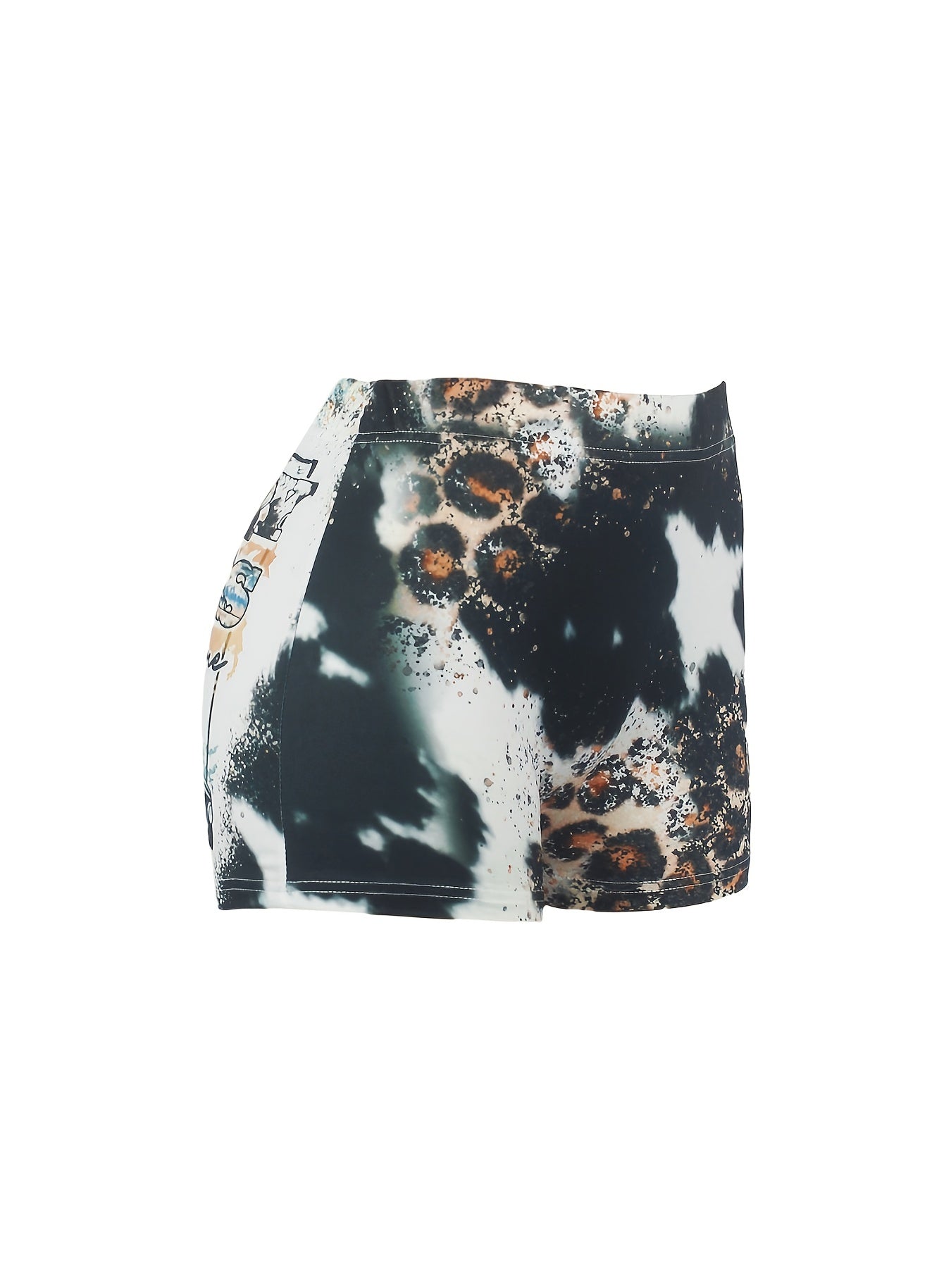 Letter & Truck Print Skinny Shorts