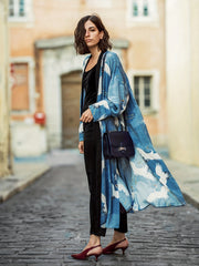 Crane Animal Print Long Sleeve Kimono Cover Up Shirt