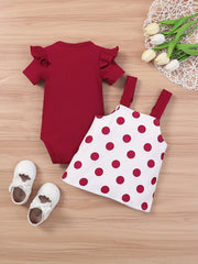 Baby Girls Flutter Sleeve Onesie Romper & Suspender Dress Set