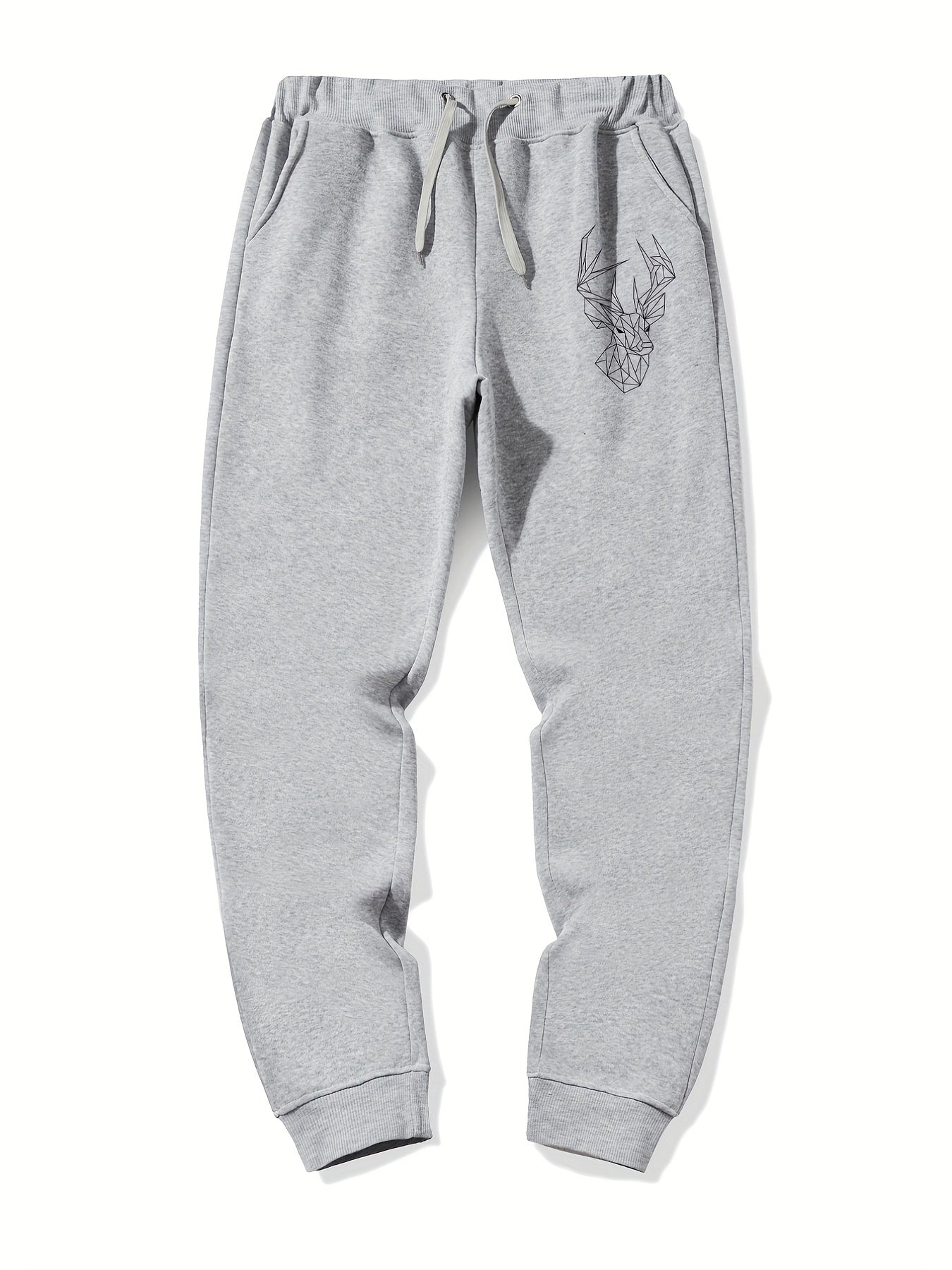 Geometric Deer Pattern Drawstring Joggers Men's Sweatpants