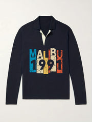 1991 Pattern Knit Polo Shirt Men's Casual Lapel Sweater