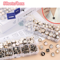 50pcs Anti Glare Brooch Dress Neckline Pearl Pin Seam Buckle