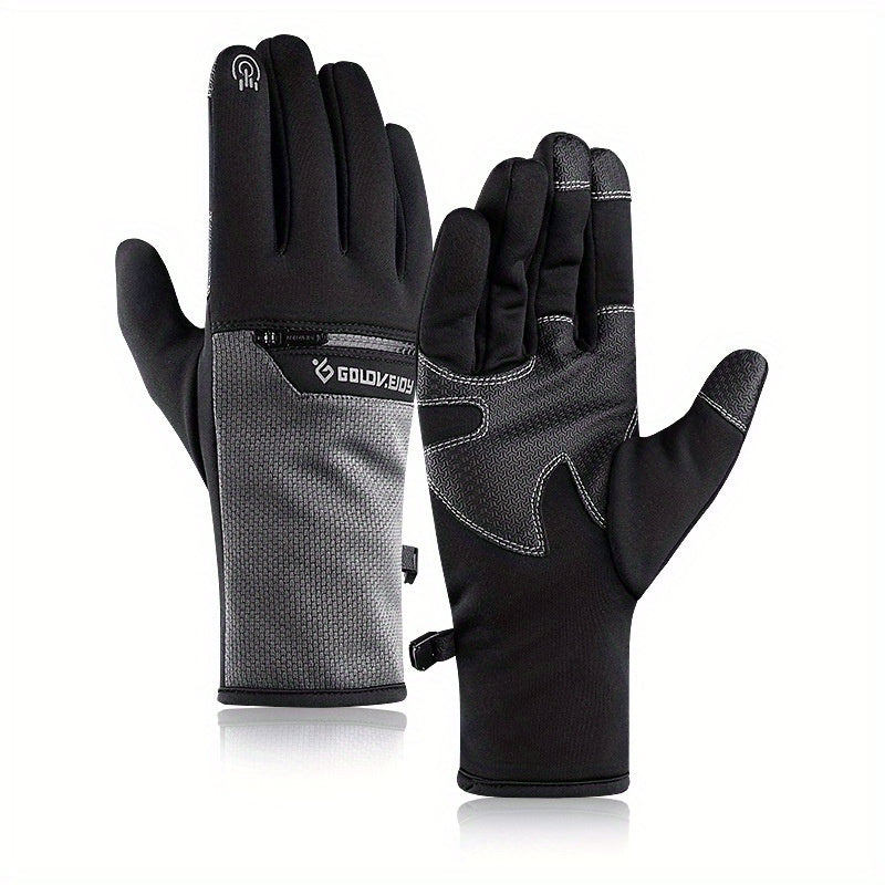 Winter Velvet Ski Gloves Men's Waterproof Touch Screen Sports Ski Gloves