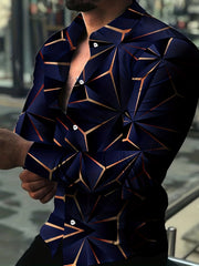 Geometric Print Men's Casual Button Up Shirt