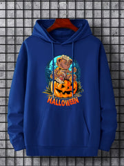 Men's Halloween Bear Graphic Hoodie Slightly Stretch Sweatshirt