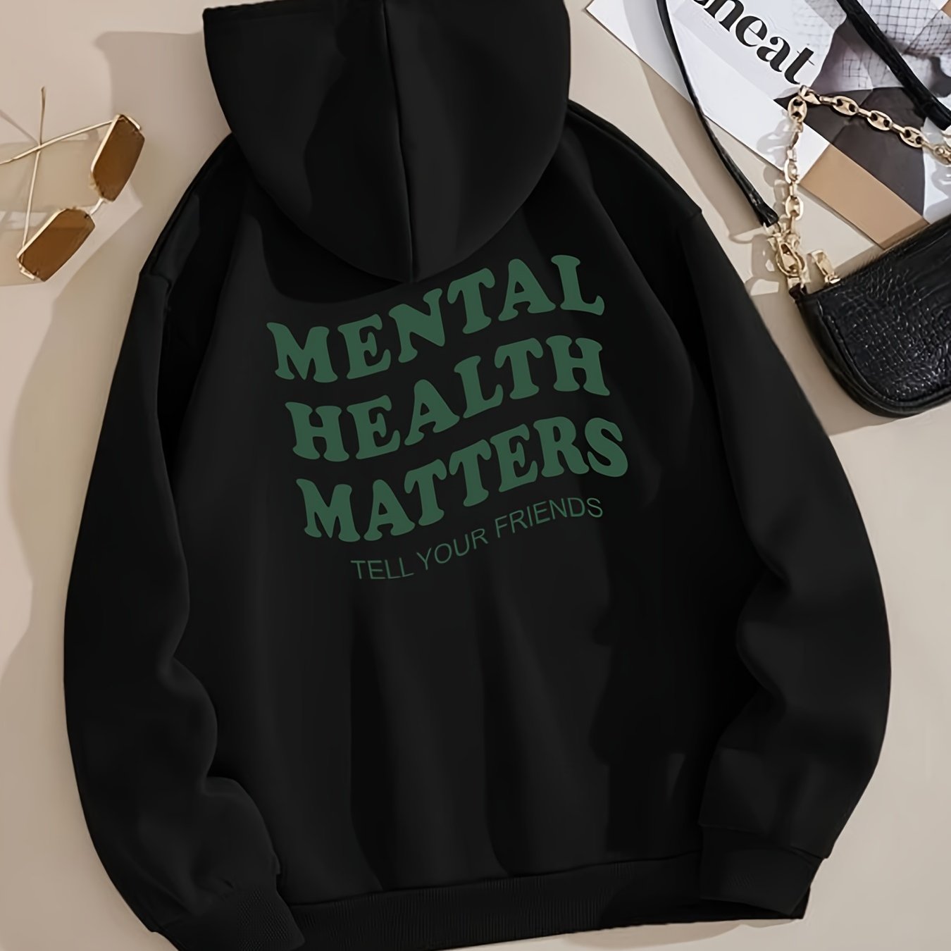Mental Health Matters Print Hoodie Casual Sweatshirt for Winter & Fall