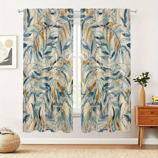 Floral Printed Curtains Semi Blackout Decorative Curtains