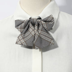 Plaid British Bow Tie Lady Tie Uniform Wear Bowtie Women Cravat Female