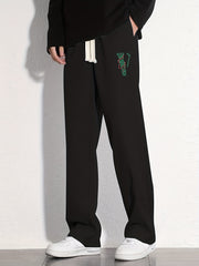 Men's V Graphic Print Loose Jogger Pants for Spring Fall