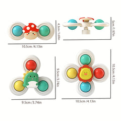 3pcs Suction Cups Spinning Top Toy Baby Game Infant Teether Stress Relief