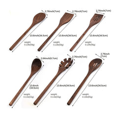 6pcs Walnut Wood Kitchen Utensils Set for Cooking